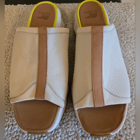 Sorel Kinetic Impact Slide High Womens Sandals White Leather Sz 11 - Picture 2 of 6